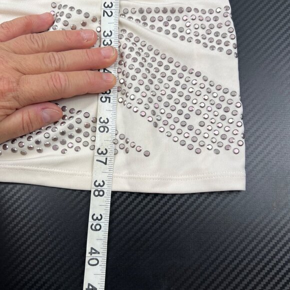 HAUTE HIPPIE Ivory Cream Metal Studded Sleeveless Midi Dress Bodycon Size Small - Picture 8 of 12